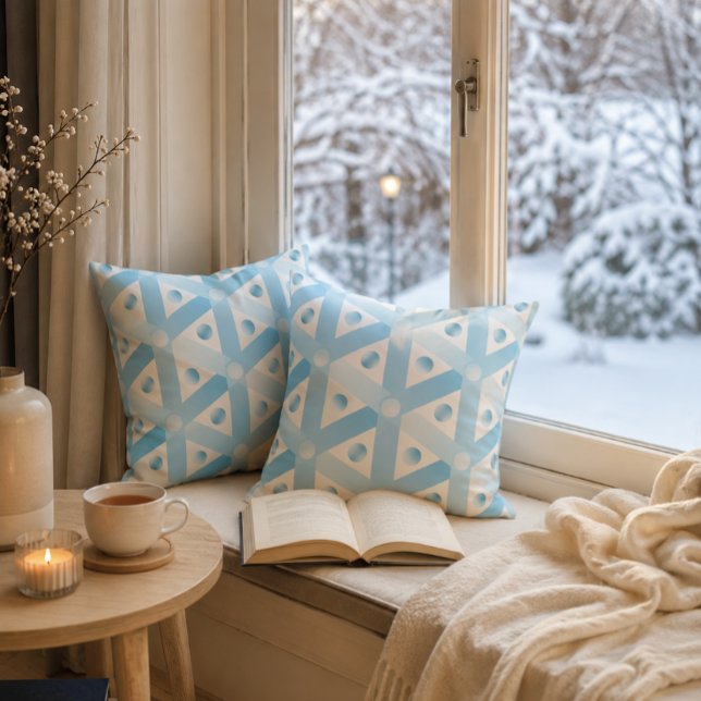 Modern Aqua Geometric Throw Pillow (Creator Uploaded)