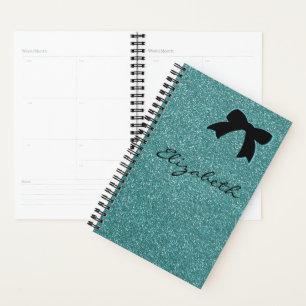 Modern Aqua Glitter Girly Personalised Planner