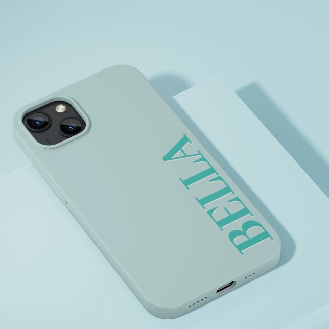 Modern aqua green initial minimal contemporary Case-Mate iPhone case (Creator Uploaded)