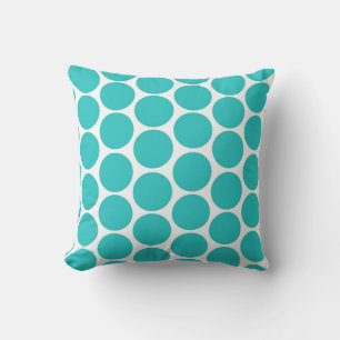 MODERN AQUA GREEN, WHITE POLKA DOTS CUSHION
