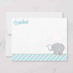 Modern Aqua Grey Elephant Baby Shower Note Card