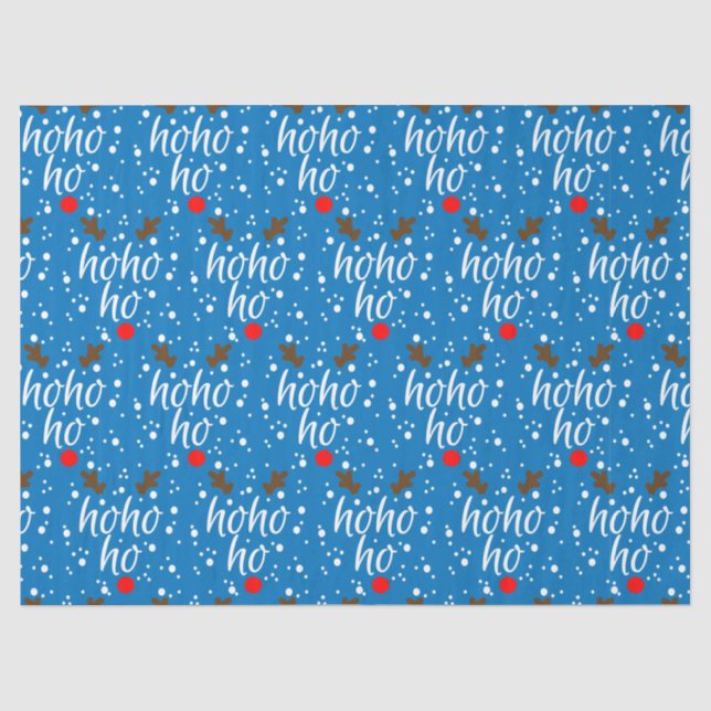 Modern Aqua Ho-Ho-Ho Christmas Script Decoupage Tissue Paper (Front)