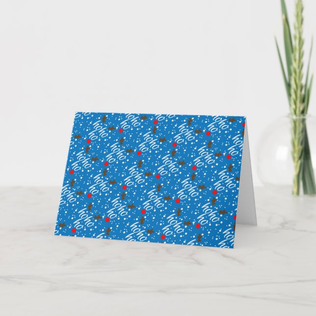 Modern Aqua Ho-Ho-Ho Christmas Script  Holiday Card (Front)