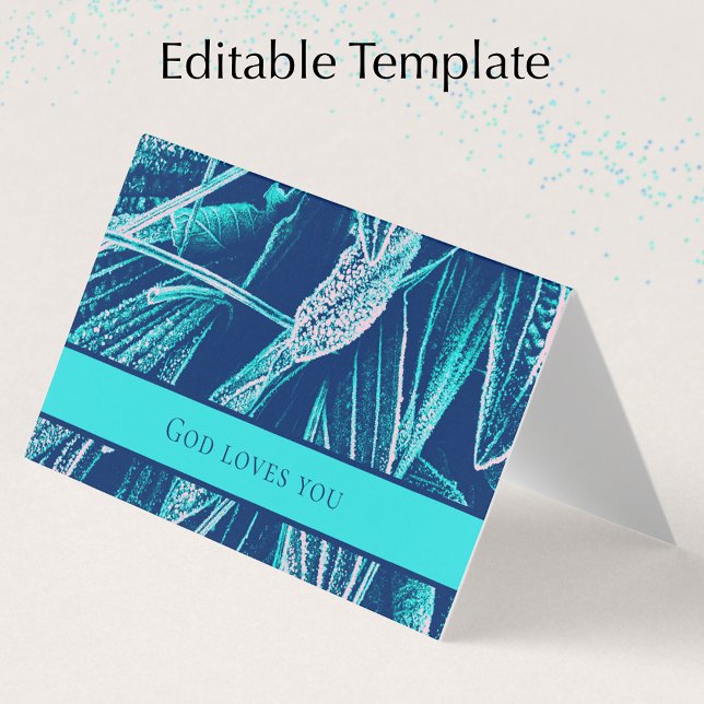 Modern Aqua Nature Custom Bible Scripture Church  Business Card (Add your own text and contact information to my original unique botanical turquoise business card.)