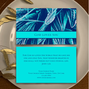 Modern Aqua Nature Custom Bible Scripture Church Business Card