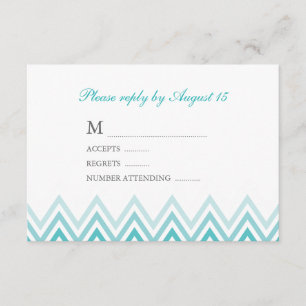 Modern Aqua Ombre Chevrons Response Cards