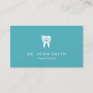 Modern Aqua Shiny Smiling Tooth Dental Appointment Card