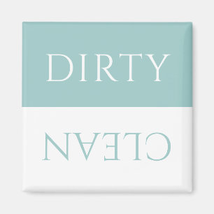 Modern Aqua Sky Blue White Dirty/Clean Dishwasher Magnet