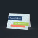 Modern Aqua Stripes Son Birthday Card<br><div class="desc">Birthday card for son with modern turquoise blue stripes design and thoughtful verse.</div>