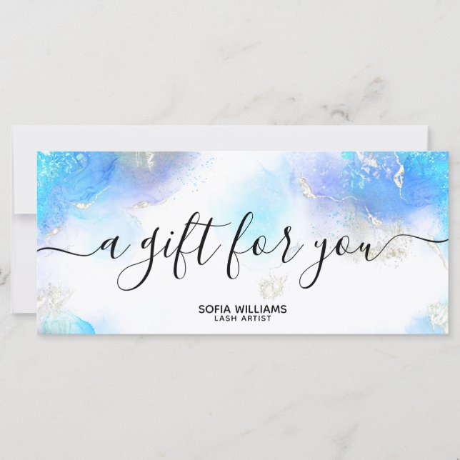 Modern Aqua Teal Certificate Gift Card Add Logo (Front)
