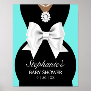 Modern Aqua Teal Ethnic Tiffany Baby Shower Sign