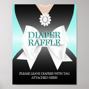 Modern Aqua Teal Tiffany Baby Shower Diaper Raffle Poster