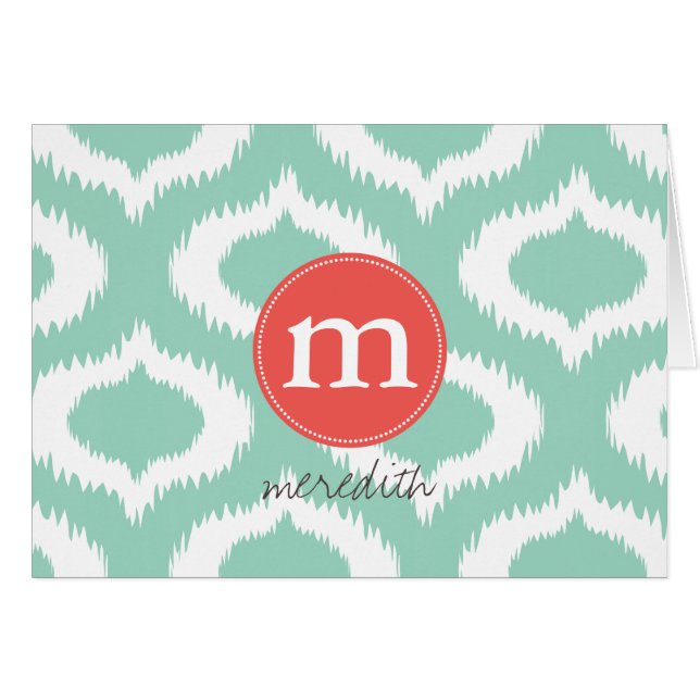 Modern Aqua Turquoise Ikat Diamonds Personalised (Front Horizontal)