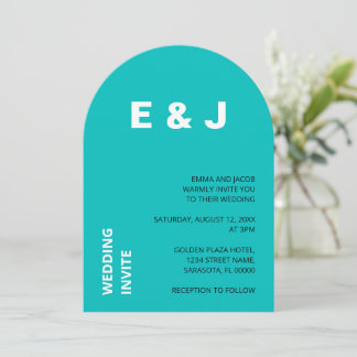 Modern Aqua Turquoise Wedding Invitation