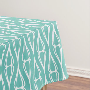 Modern Aqua White Pattern  Tablecloth