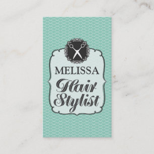 Modern Aqua White Professional Hair Stylist Cards