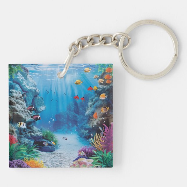 Modern Aquarium Fish Tank Key Ring (Back)