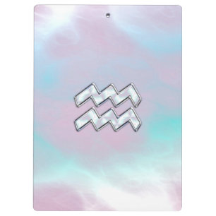 Modern Aquarius Sign on Mother of Pearl Style Clipboard