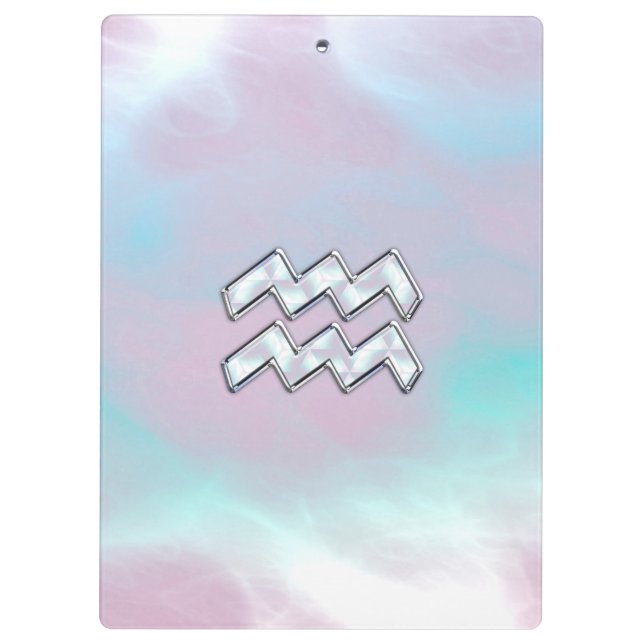Modern Aquarius Sign on Mother of Pearl Style Clipboard (Back)