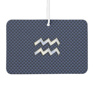 Modern Aquarius Sign on navy blue carbon fibre Car Air Freshener