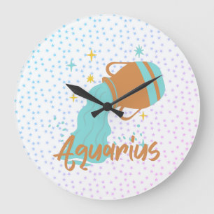 Modern Aquarius Water Bearer Zodiac  Large Clock
