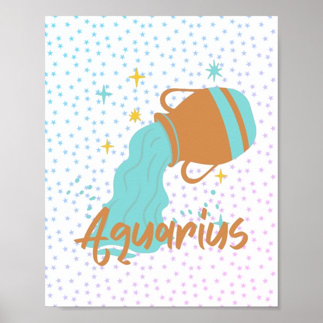 Modern Aquarius Water Bearer Zodiac  Poster (Front)