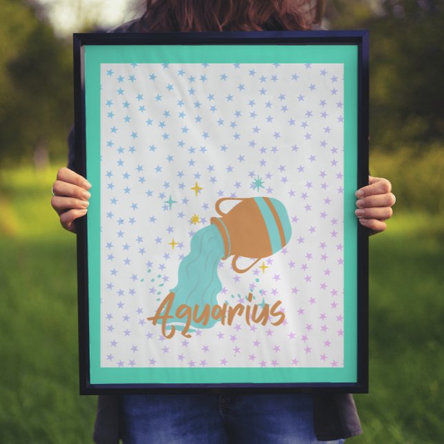 Modern Aquarius Water Bearer Zodiac  Poster (Creator Uploaded)