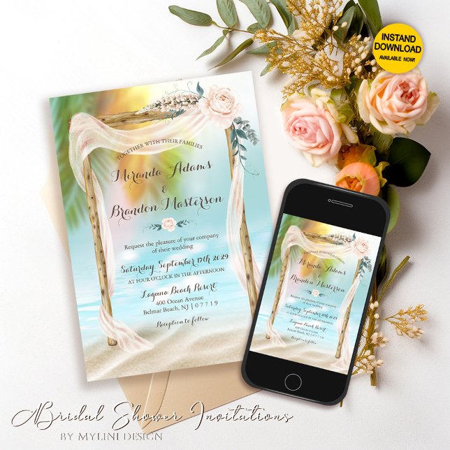 Modern Arbor Tropical Beach Wedding Invitation (Creator Uploaded)