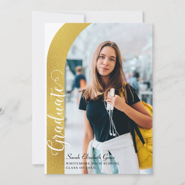 Modern Arc Photo Script Graduation Invitation (Front)