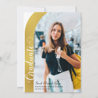 Modern Arc Photo Script Graduation Invitation
