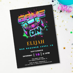 Modern Arcade Gamer Boy's Birthday Party Invitation