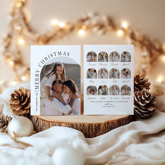 Modern Arch 12 Photo Year in Review Christmas Holiday Card (Creator Uploaded)