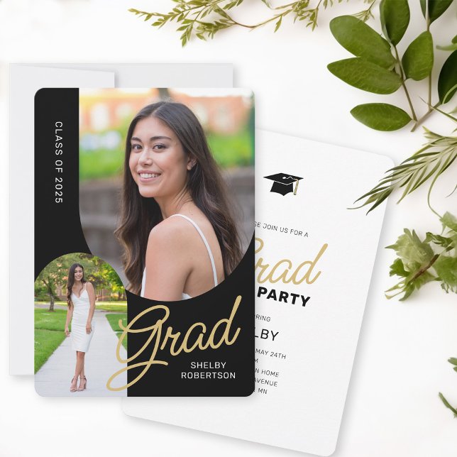 Modern Arch 2 Photo Grad Party Invitation (Creator Uploaded)