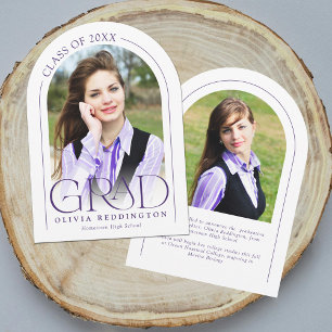 Modern Arch 2 Photo Purple Grad Announcement