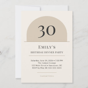 Modern Arch 30th Birthday Dinner Party Invitation