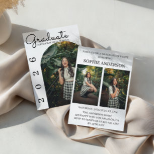 Modern Arch 3 Photo Graduation Party Invitation