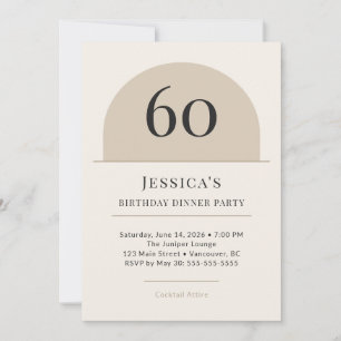 Modern Arch 60th Birthday Dinner Party Invitation