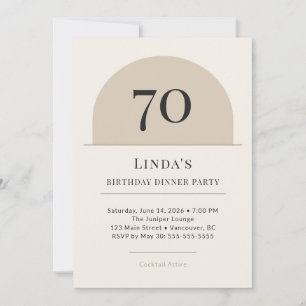 Modern Arch 70th Birthday Dinner Party Invitation
