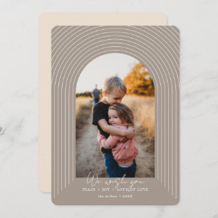 Modern Arch Beige Christmas Vertical Picture Holiday Card