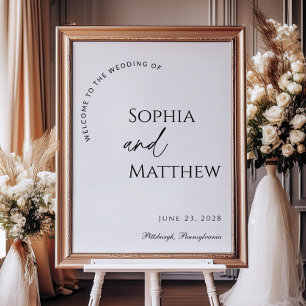 Modern Arch Black and White Wedding Welcome Poster