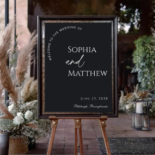 Modern Arch Black and White Wedding Welcome Poster