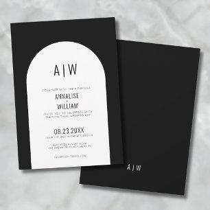 Modern Arch Black White Wedding Invitation