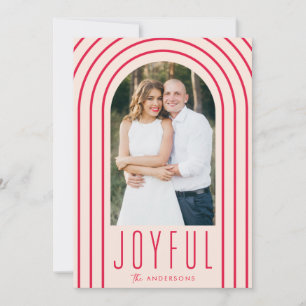 Modern Arch Blush & Red 2 Photo Holiday Card