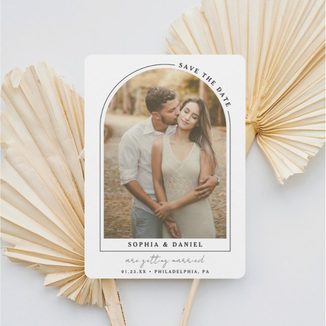 Modern Arch Boho Arch with Photo Save The Date (Creator Uploaded)