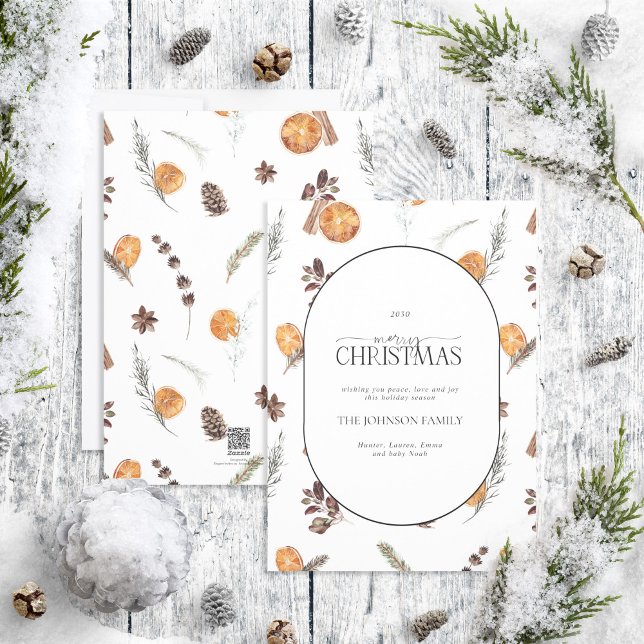 Modern Arch Boho Winter Citrus Merry Christmas Hol Holiday Card (Creator Uploaded)