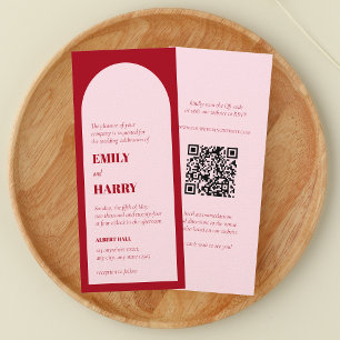 Modern Arch Bold Typography QR code Long Wedding I Invitation