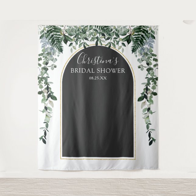 Modern Arch Botanic Bridal Shower photo backdrop Tapestry (Front)