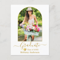 Modern Arch Calligraphy Photo Gold Cap Graduation