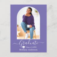 Modern Arch Cap Calligraphy Periwinkle Graduation