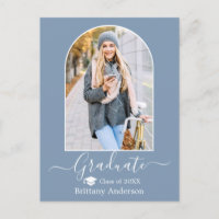 Modern Arch Cap Dusty Blue Photo Graduation